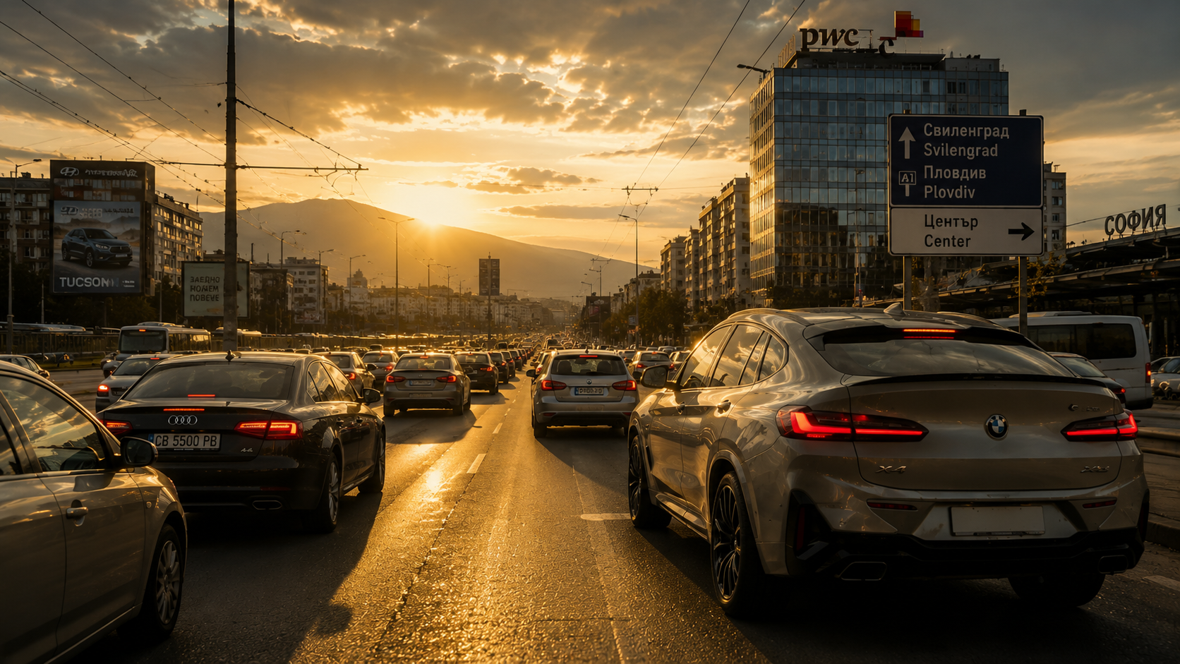 BMW X4 travelling through Sofia traffic